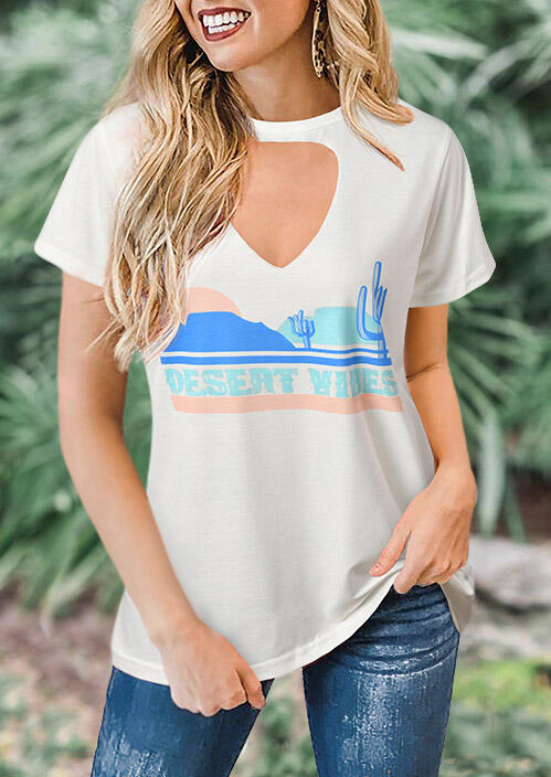 

Hollow Out Desert Vibes Blouse without Necklace - White, 469211