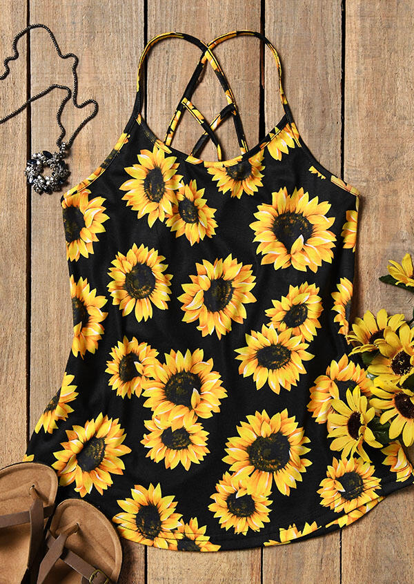 Sunflower Criss-Cross Open Back Camisole - Black