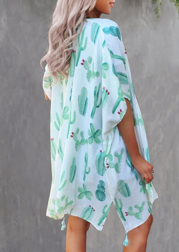 

Cardigans Cactus Tassel Batwing Sleeve Cardigan in White. Size