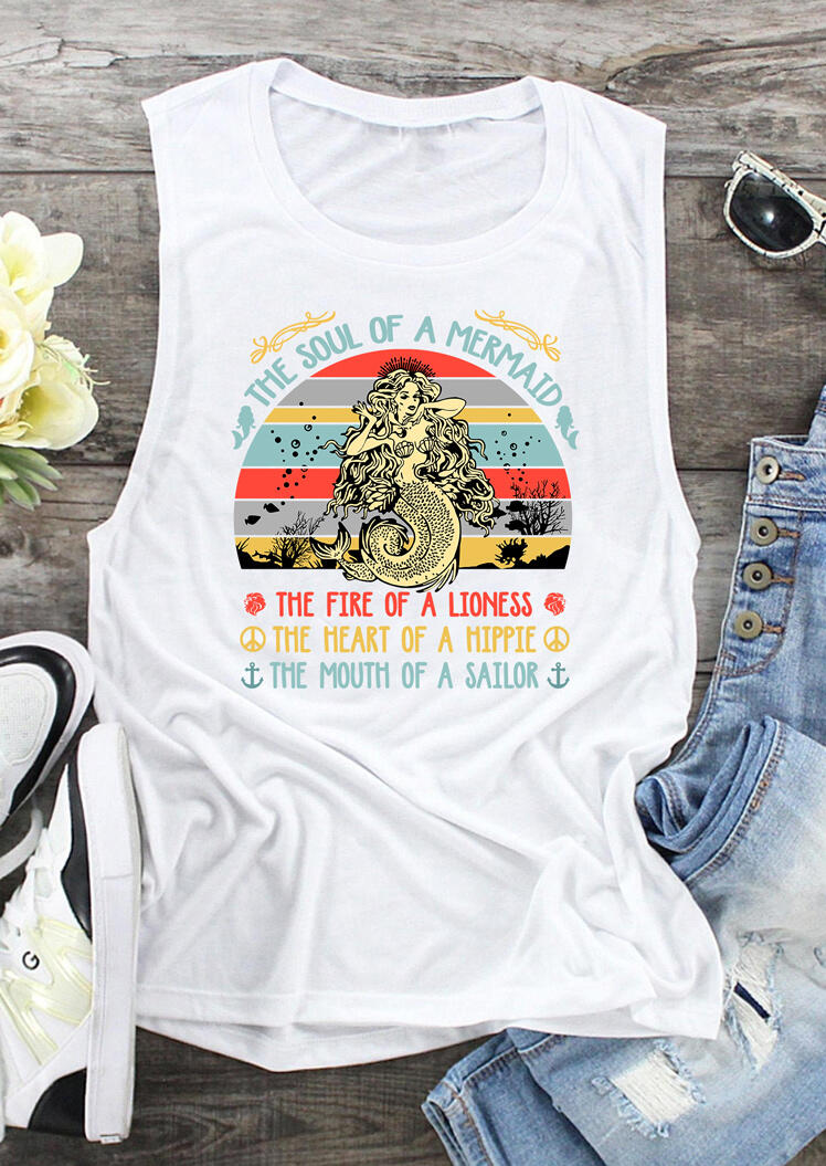 

Tank Tops The Soul Of A Mermaid Tank in White. Size