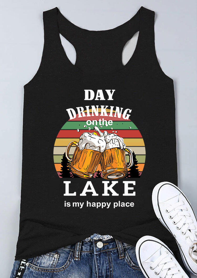 

Day Drinking On The Lake Is My Happy Place Tank - Black, 471855