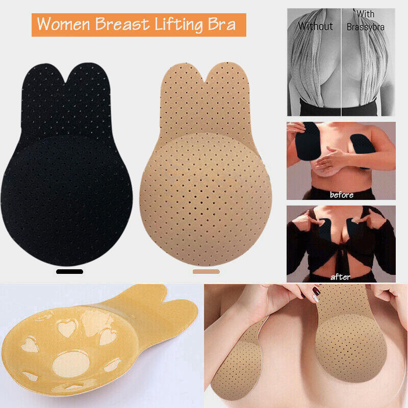 

Bras Breathable Hollow Out Breast Lifting Adhesive Bra in Black. Size