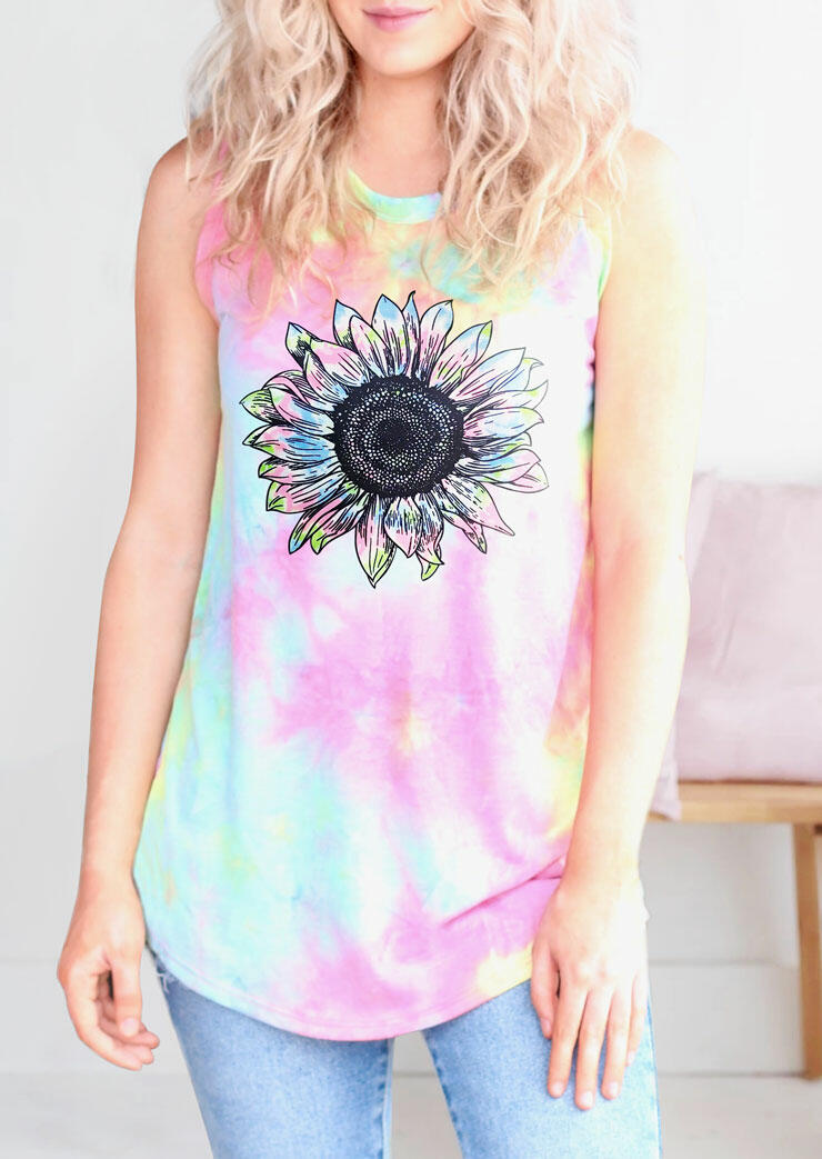 

Tank Tops Tie Dye Sunflower Tank. Size, Multicolor