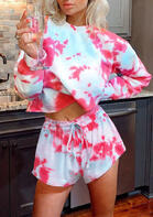 Tie Dye T-Shirt and Drawstring Shorts Two-Piece Set 