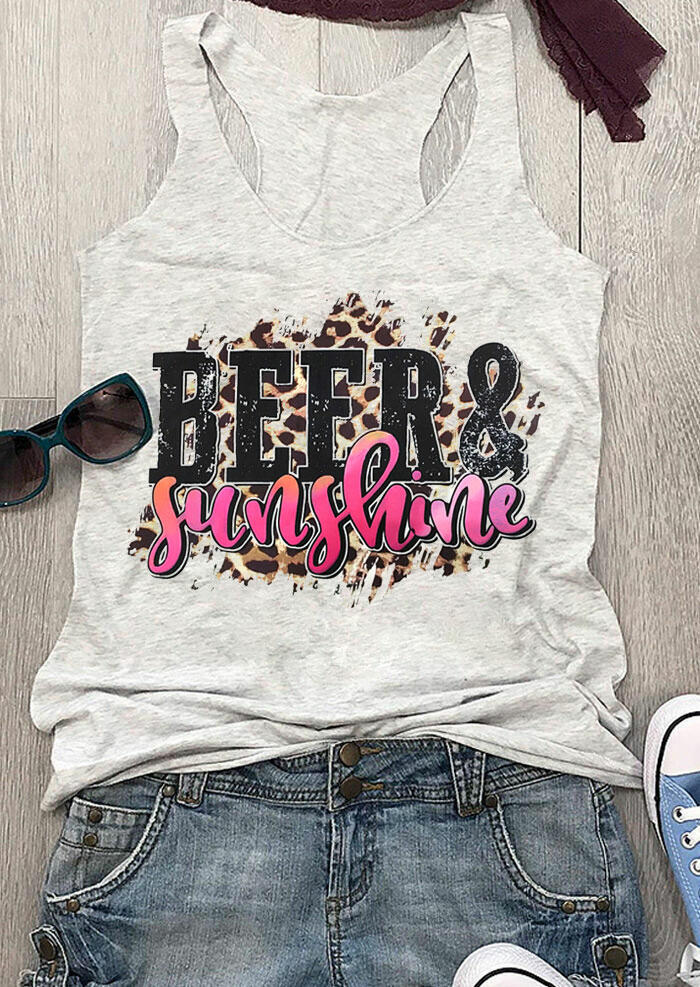 

Tank Tops Leopard Beer And Sunshine Tank in Light Grey. Size: M,,XL