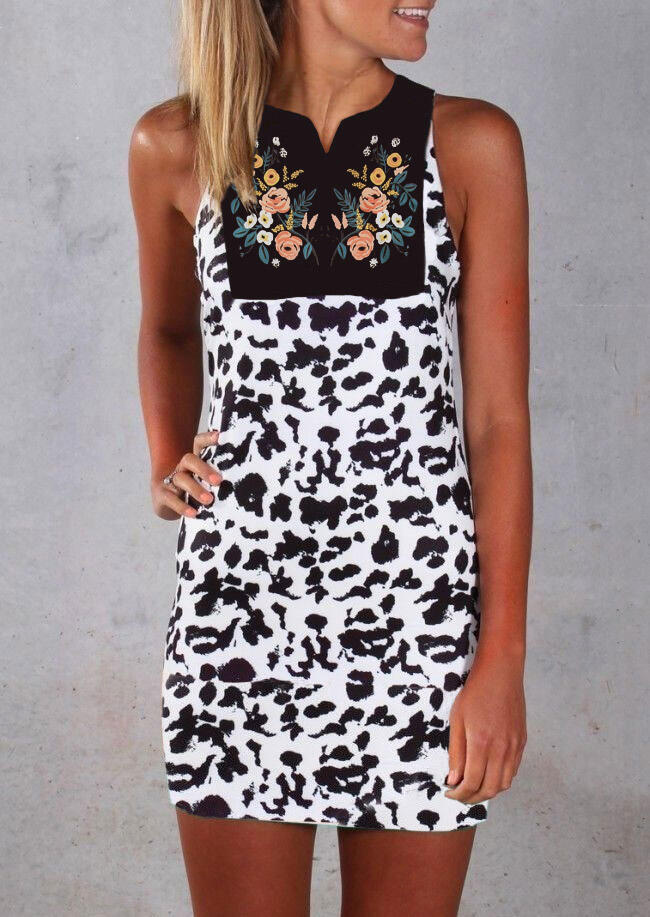 

Leopard Floral V-Neck Mini Dress, 472443