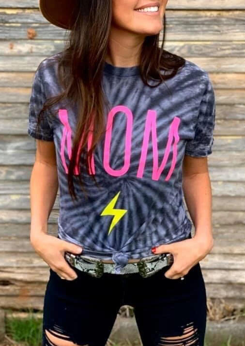 

Tie Dye Mom T-Shirt Tee - Gray, 472506