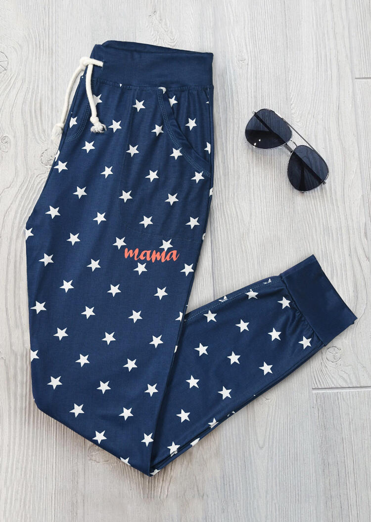 

Mama Star Drawstring Pants - Blue, 472745