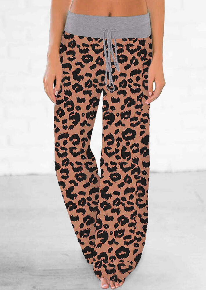 

Pants Leopard Drawstring Wide Leg Pants in Leopard. Size: ,XL