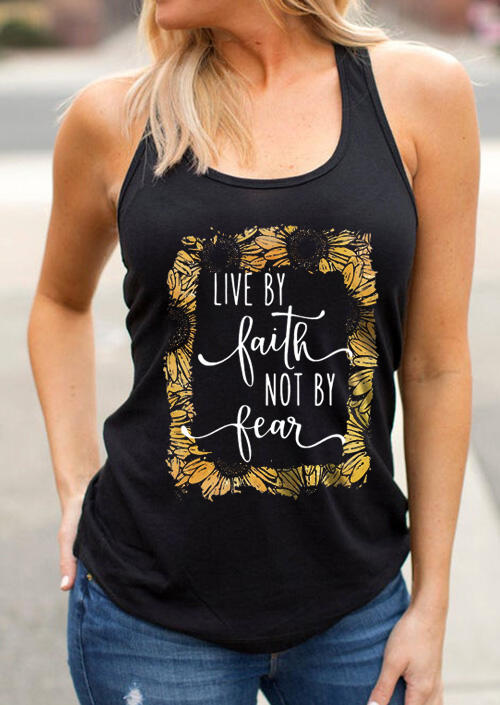 

Tank Tops Sunflower Live By Faith Tank in Black. Size