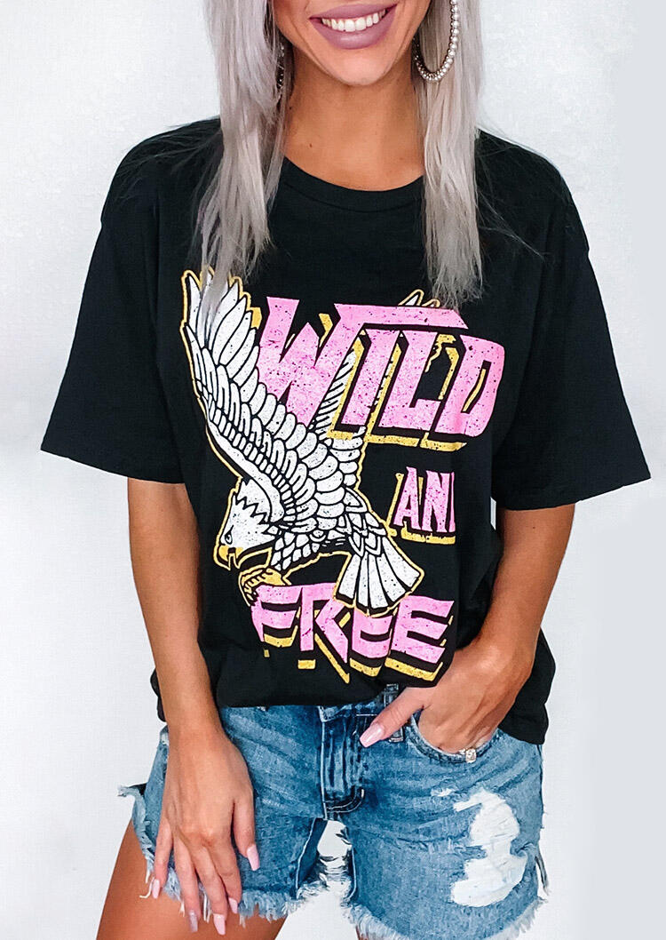 

Tees T-shirts Wild And Free T-Shirt Tee in Black. Size