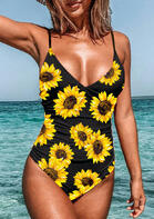 Sunflower Ruffled V-Neck One-Piece Swimsuit - Black