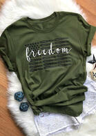 Freedom American Flag T-Shirt Tee - Army Green