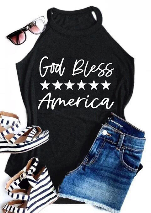 

Tank Tops God Bless America Star Tank in Black. Size