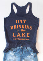 Day Drinking On The Lake Casual Tank - Navy Blue