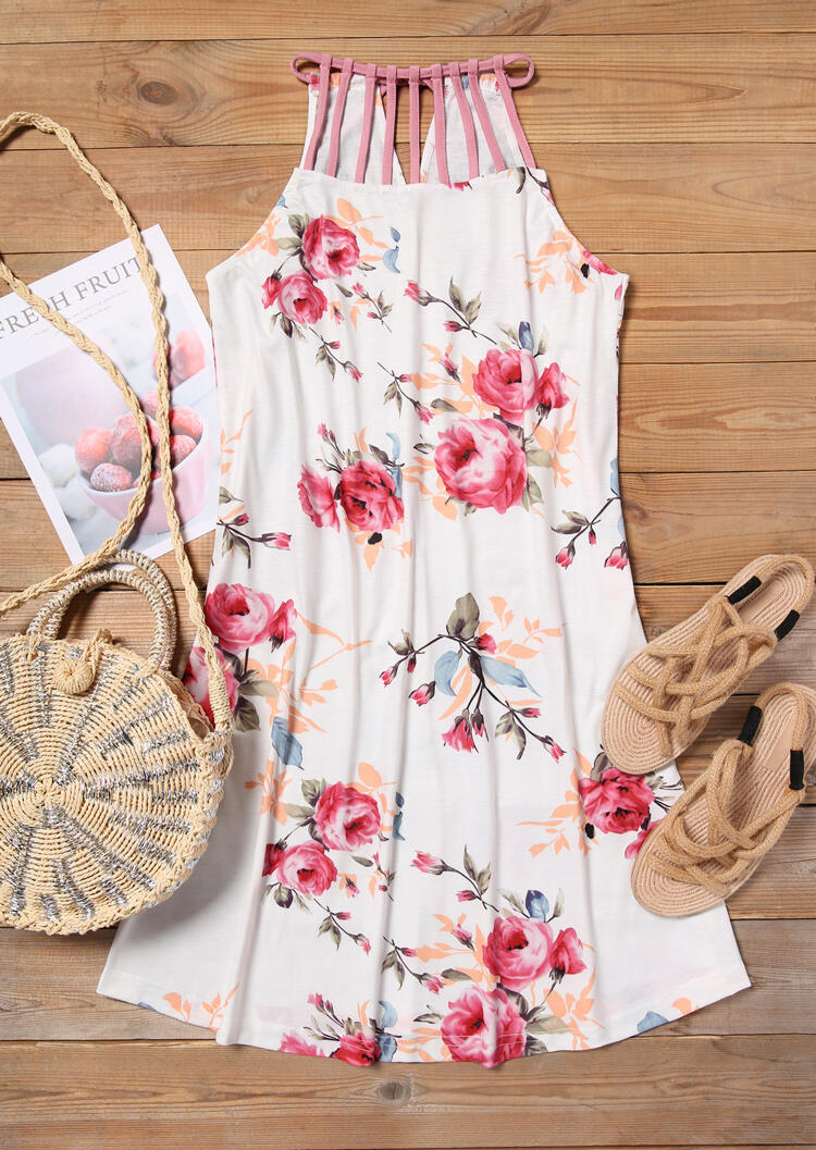 

Mini Dresses Floral Hollow Out Mini Dress in White. Size