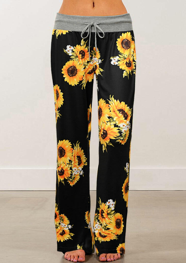 

Sunflower Drawstring Wide Leg Pants, Multicolor, 472943