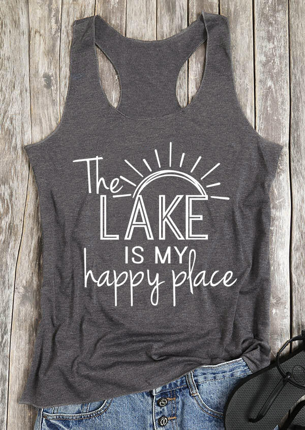 

Tank Tops The Lake Is My Happy Place Tank in Gray. Size: S,M,,XL