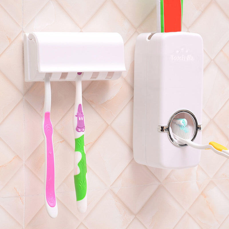 

Home Decor Creative Automatic Toothpaste Dispenser Squeezer And Toothbrush Holders in White,Red. Size