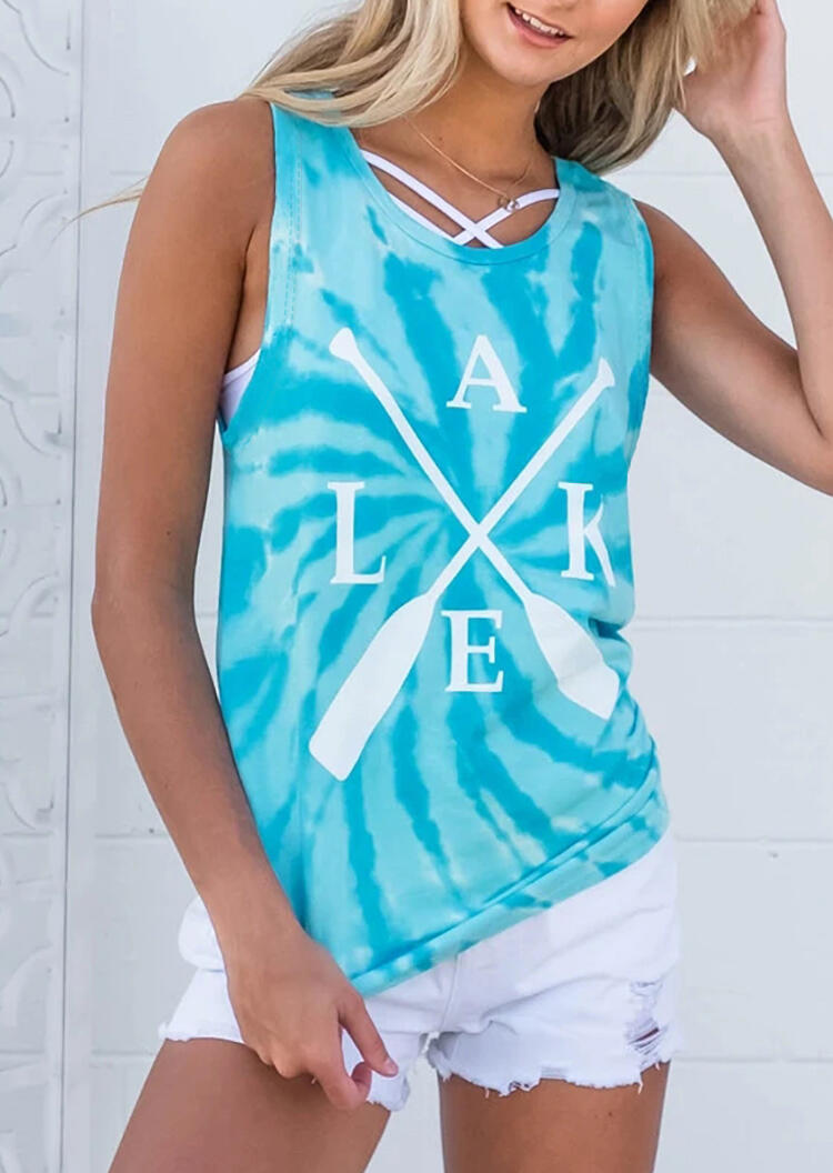 

Tie Dye Lake Tank without Criss-Cross Camisole - Blue, 473259