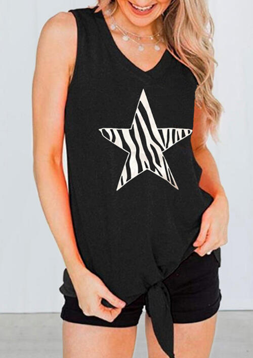 

Star Tie Casual Tank without Necklace - Black, 473241