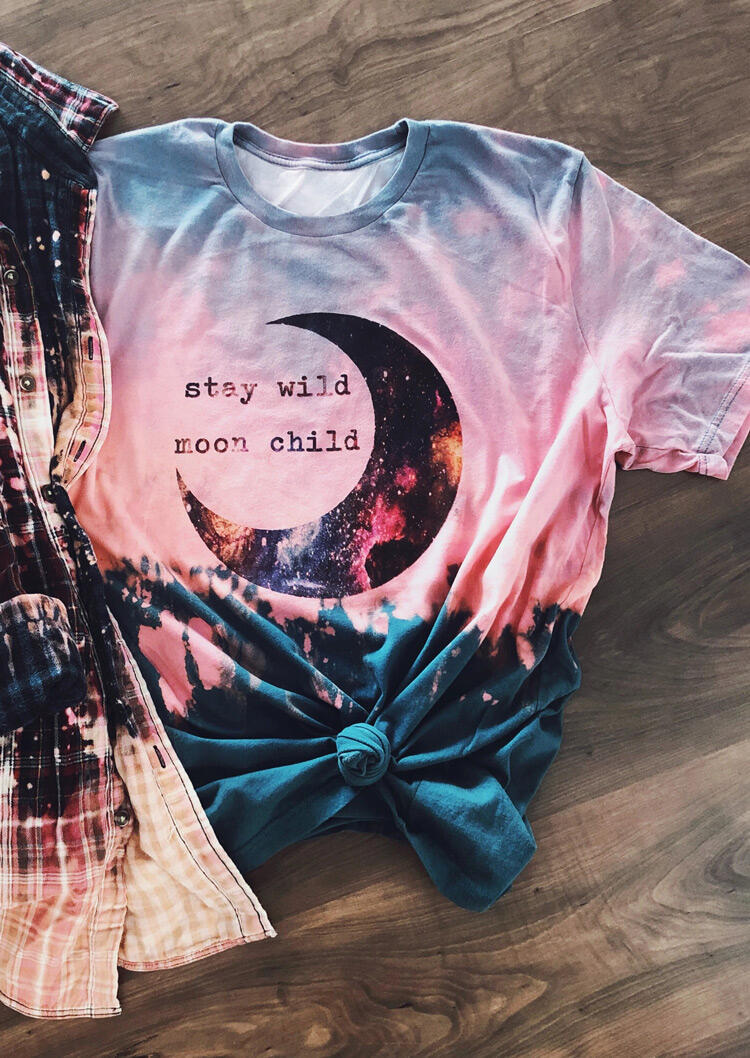 

Stay Wild Moon Child Tie Dye T-Shirt Tee, Multicolor, 473365