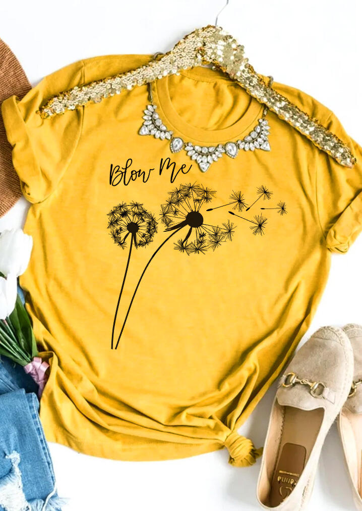 

Tees T-shirts Blow Me Dandelion T-Shirt Tee without Necklace in Yellow. Size: ,XL