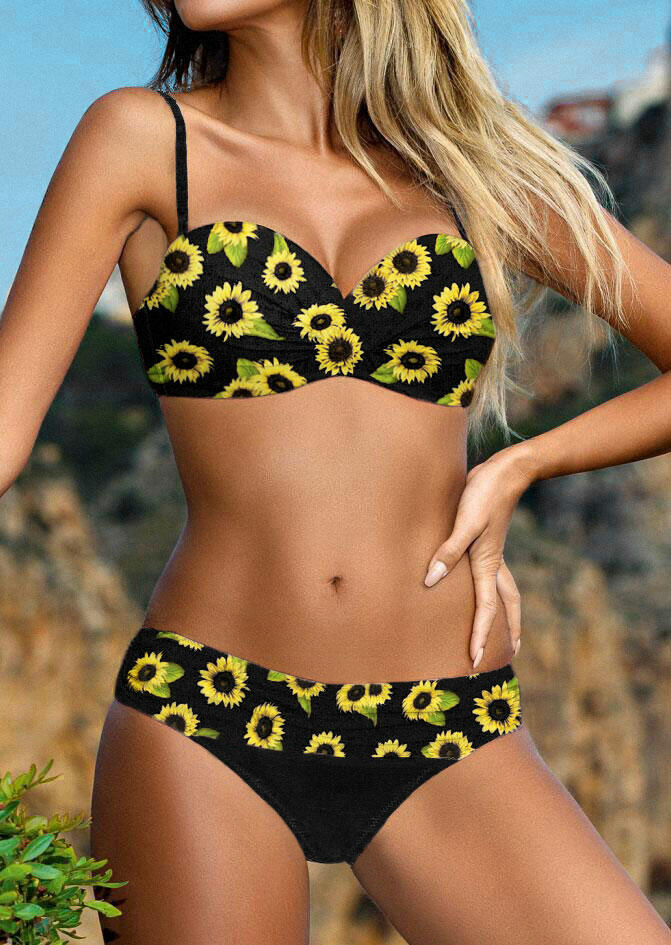 

Bikini Sets Sunflower Adjustable Strap Bikini Set in Black. Size