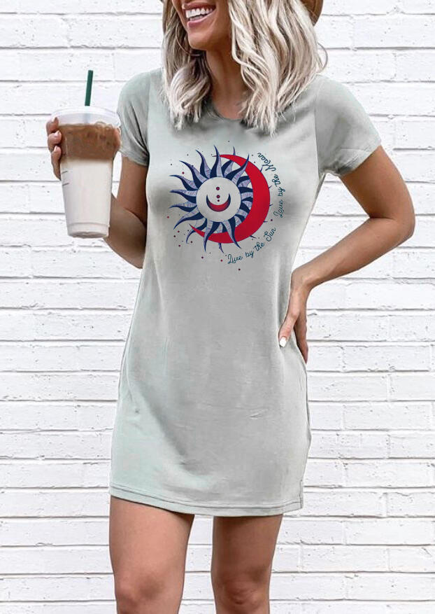 

Live By The Sun Love By The Moon Mini Dress - Gray, 473451