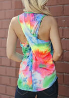 Tie Dye Criss-Cross Ruffled Casual Tank without Necklace