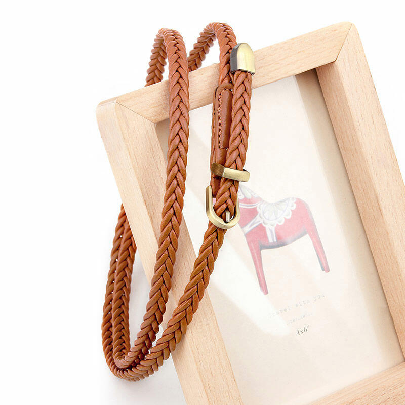 

Belts Women Skinny Braided Waist Belt in Black. Size
