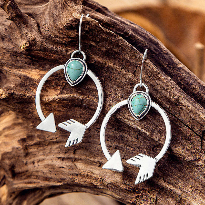 

Fashion Curved Arrow Turquoise Earrings, Silver, 473539