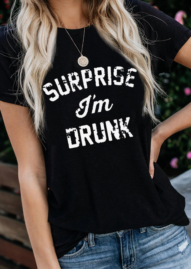 

Tees T-shirts Surprise I' Drunk T-Shirt Tee without Necklace in Black. Size