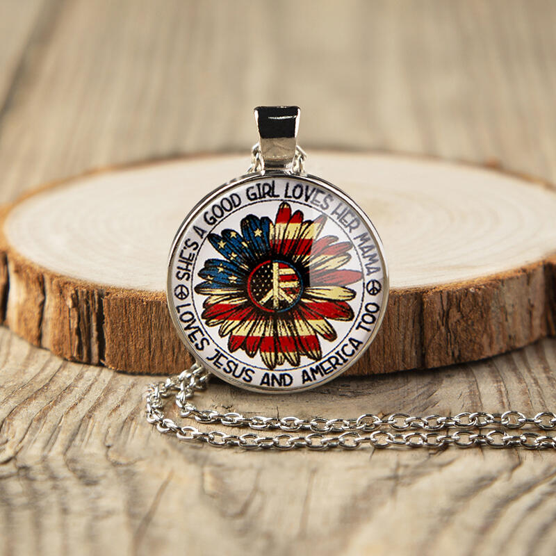 

Necklaces Sunflower American Flag Star Pendant Necklace. Size, Gold