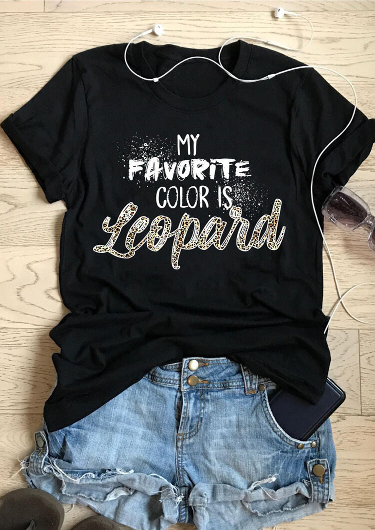 

Tees T-shirts My Favorite Color Is Leopard T-Shirt Tee in Black. Size