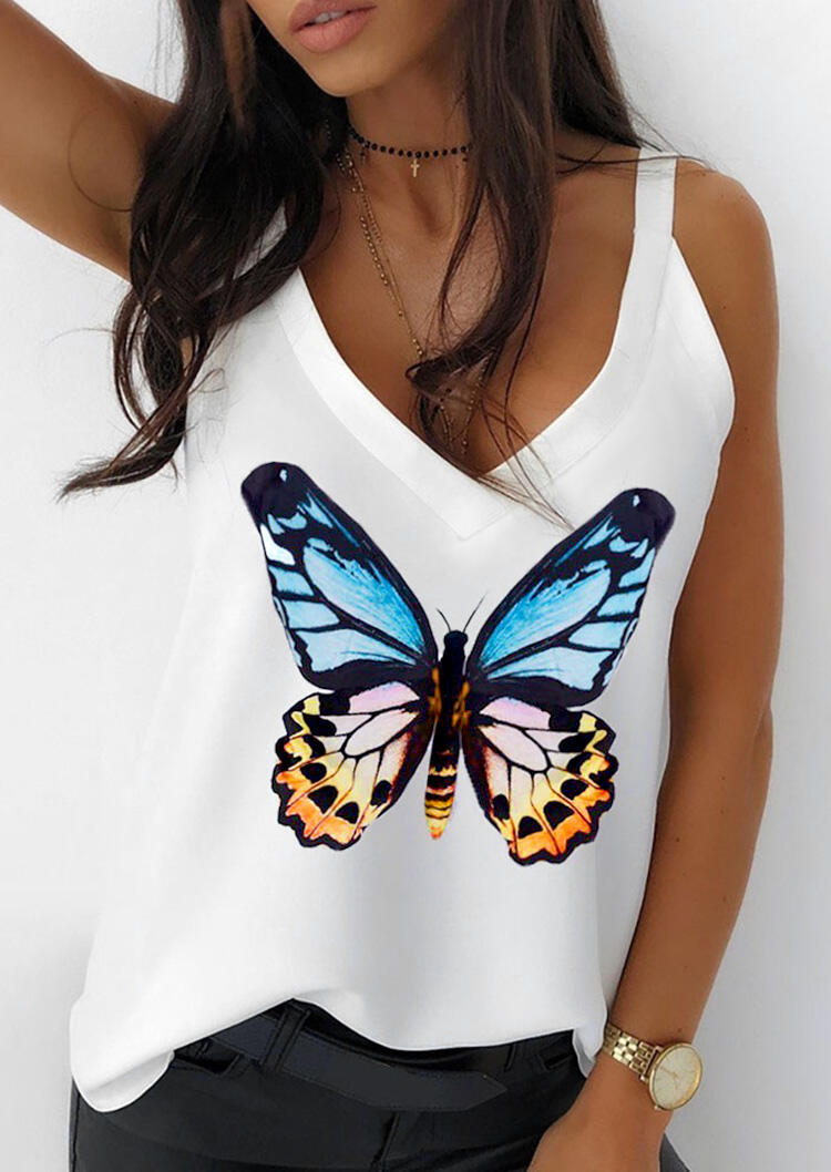

Butterfly Casual Camisole without Necklace - White, 473757