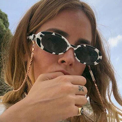 

Sunglasses Leopard Thin Frame Sunglasses without Chain in Pattern2. Size
