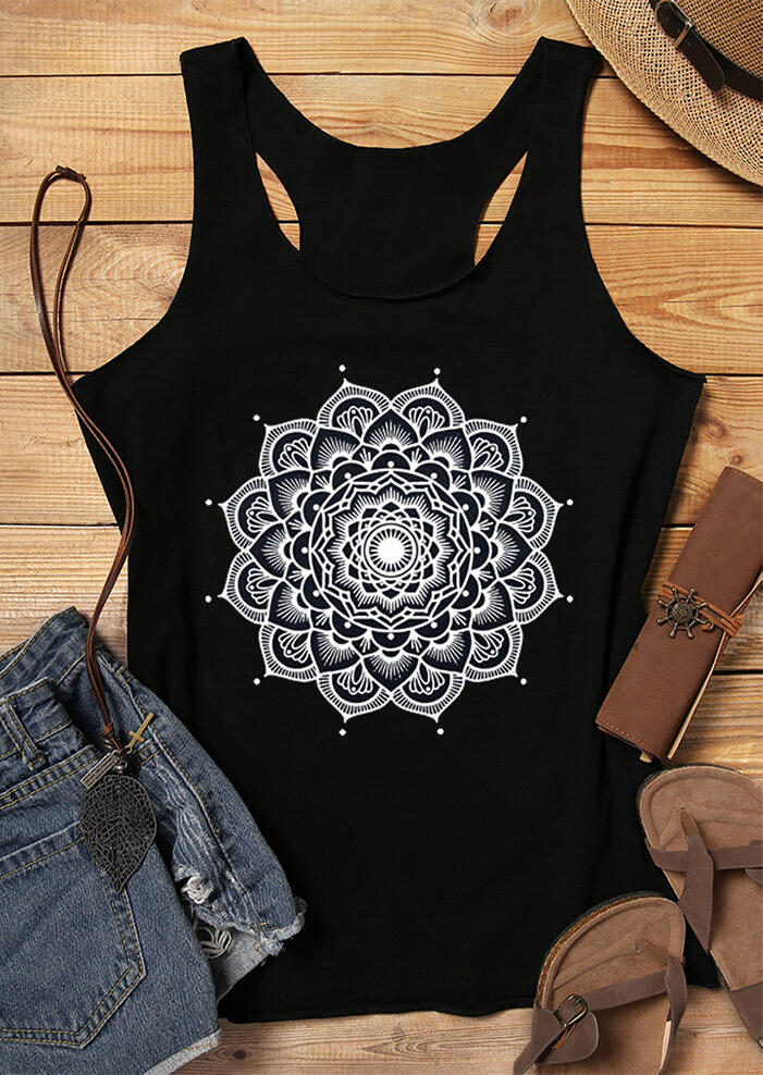 

Mandala O-Neck Tank - Black, 473906