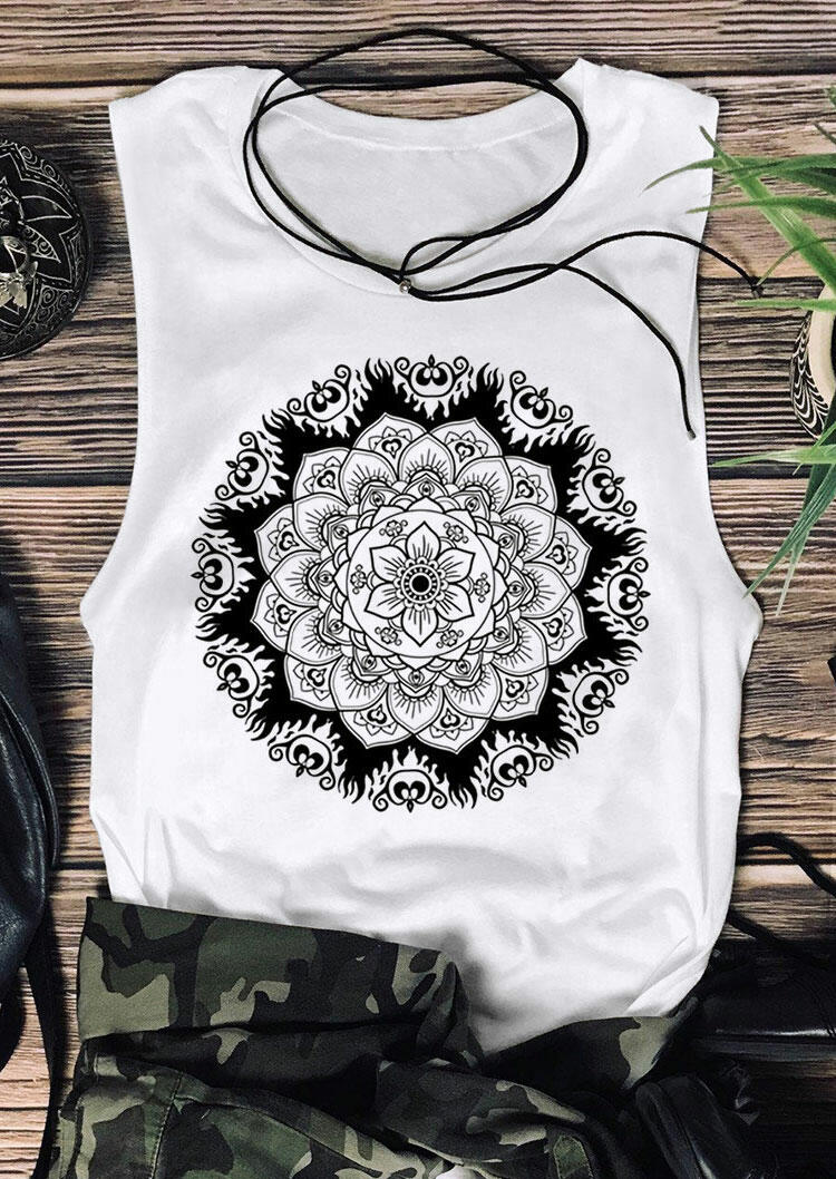 

Mandala O-Neck Tank without Necklace - White, 473909