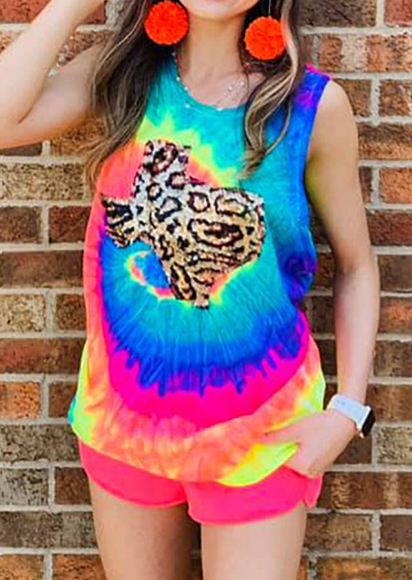 

Presale - Tie Dye Texas Leopard Tank without Necklace, Multicolor, 474000