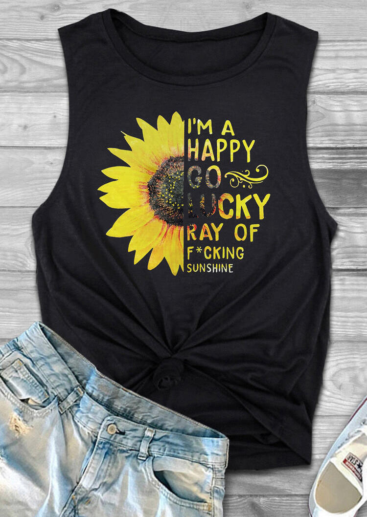 

I am A Happy Go Lucky Ray of Sunshine Tank - Black, 472097
