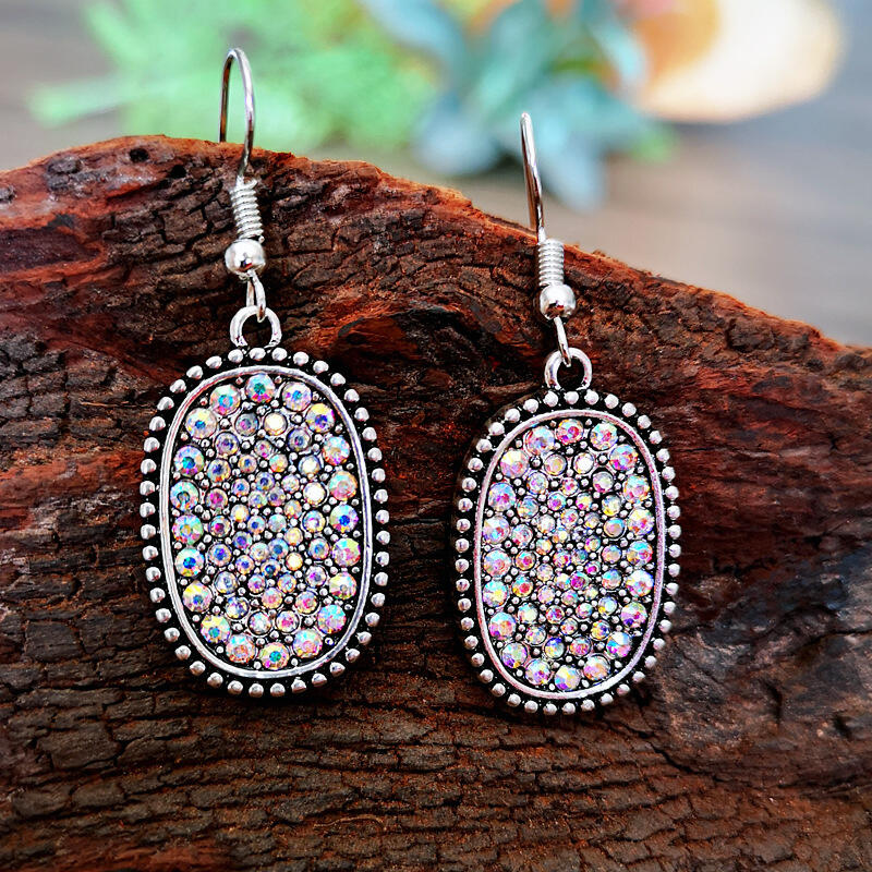 

Fashion Colorful Rhinestone Alloy Earrings, Silver, 474016
