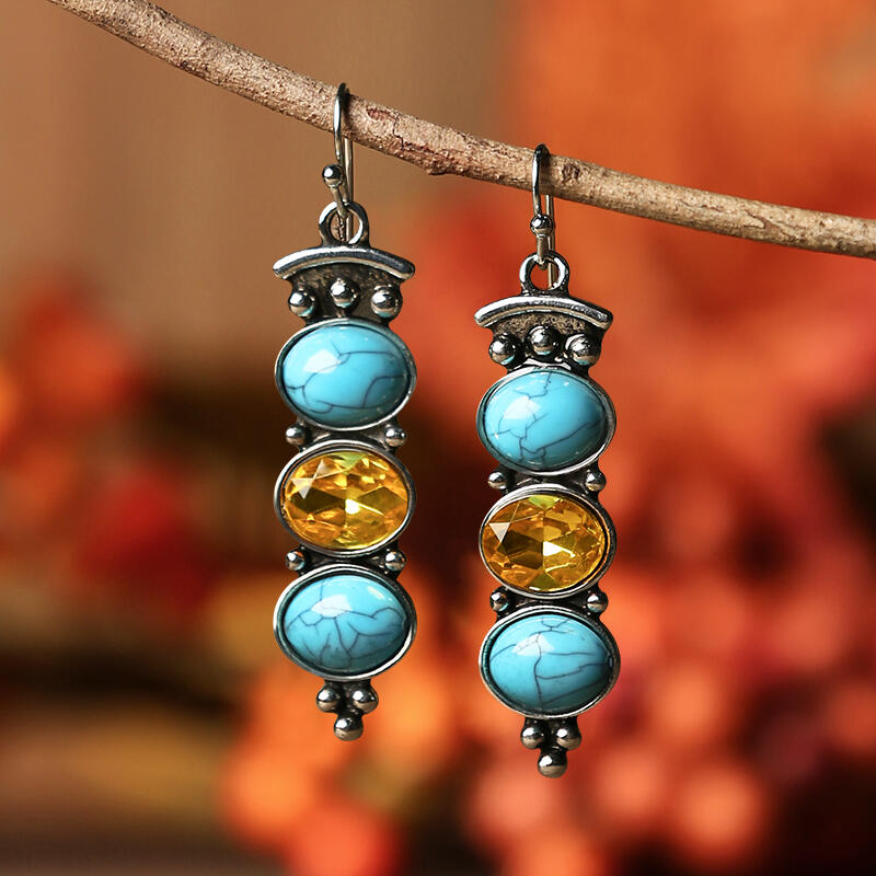 

Earrings Beads Crystal Turquoise Long Pendant Earrings. Size, Lake blue