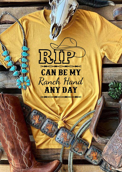 

Rip Can Be My Ranch Hand And Day T-Shirt Tee - Yellow, 474053