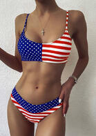 American Flag Star Striped Bikini Set