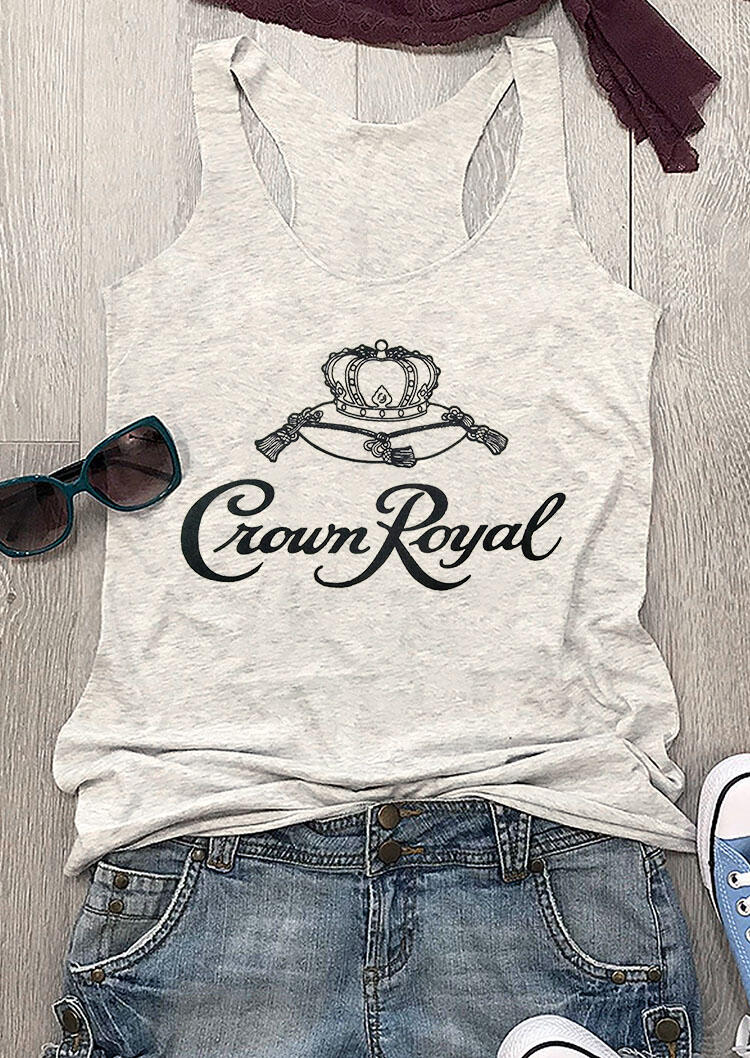 

Tank Tops Letter PrintedO-Neck Casual Tank Top in Light Grey. Size