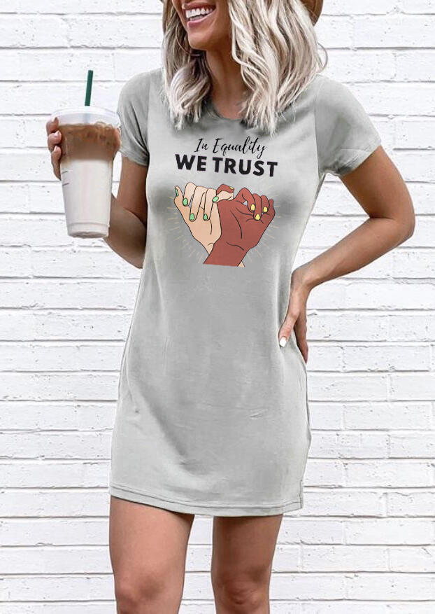 

Presale - In Equality We Trust O-Neck Mini Dress - Gray, 474228