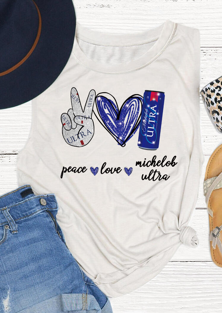 

Tank Tops Letter PrintedTank Top in White. Size