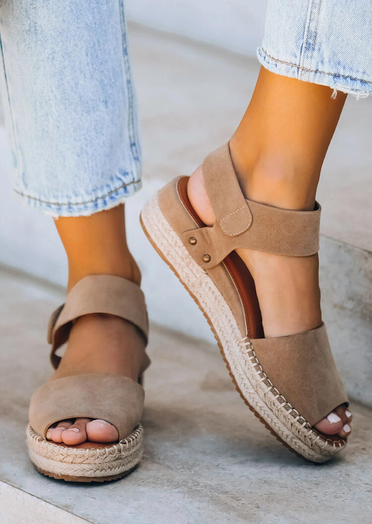 

Sandals Presale - Side Rivet Peep Toe Platform Velcro Sandals. Size: ,38,39,40,41, Lightcoffee