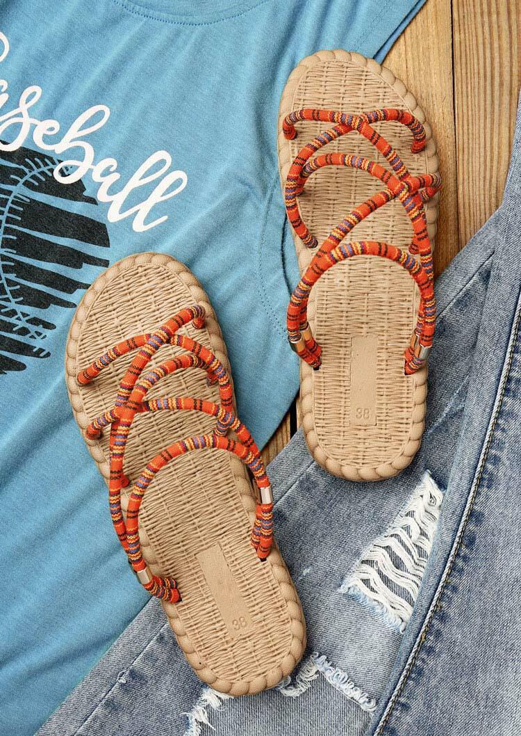 

Criss-Cross Bohemian Slip On Sandals, Orange, 474313